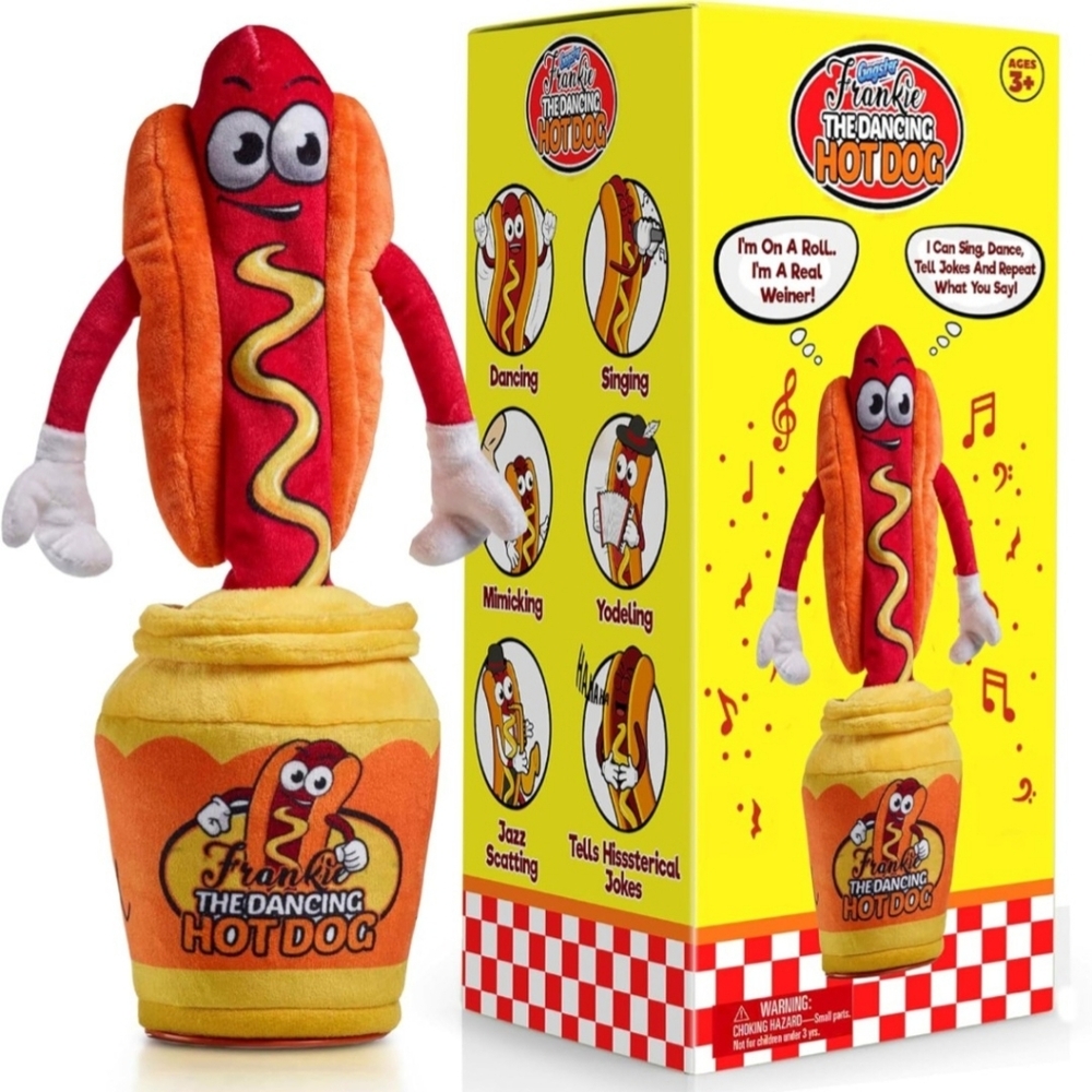 Frankie The Dancing Hot Dog Plush - Red & Orange